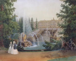 Vista de la Cascada de Marly desde el Jardín Inferior del Palacio de Peterhof, c.1830-60